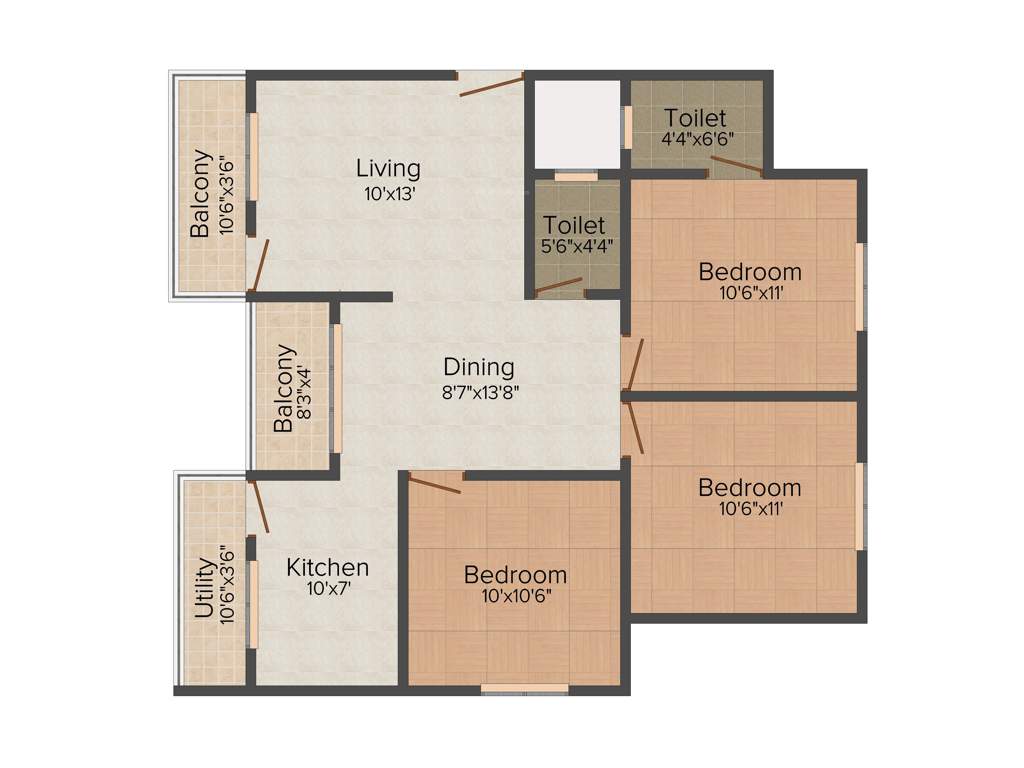 Celebrity Square (3BHK+2T (1,081 sq ft) 1081 sq ft)