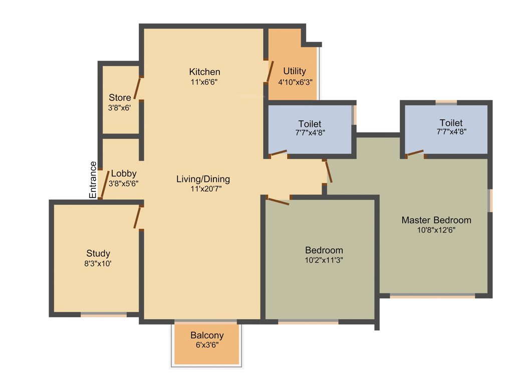 Adani The Meadows (2BHK+2T (1,350 sq ft) + Study Room 1350 sq ft)