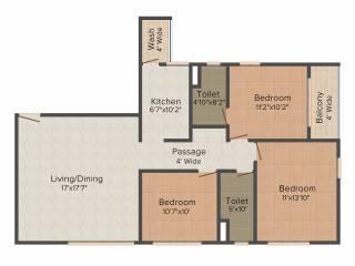Ruchi Active Acres (3BHK+3T (1,535 sq ft) 1535 sq ft) Ruchi Active Acres (3BHK+3T (1,535 sq ft) 1535 sq ft)