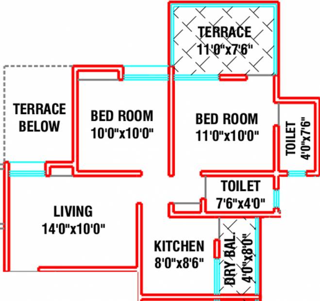 RSG Durvankur Residency (2BHK+2T (852 sq ft) 852 sq ft)