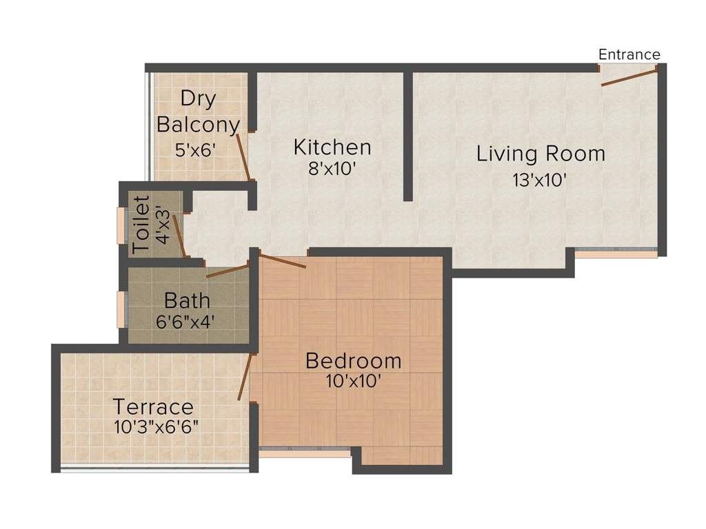 RSG Constructions Durvankur Residency 1BHK+1T (645 sq ft)