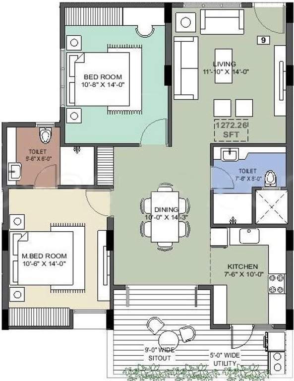 Vision Pride (2BHK+2T (1,272 sq ft) 1272 sq ft)