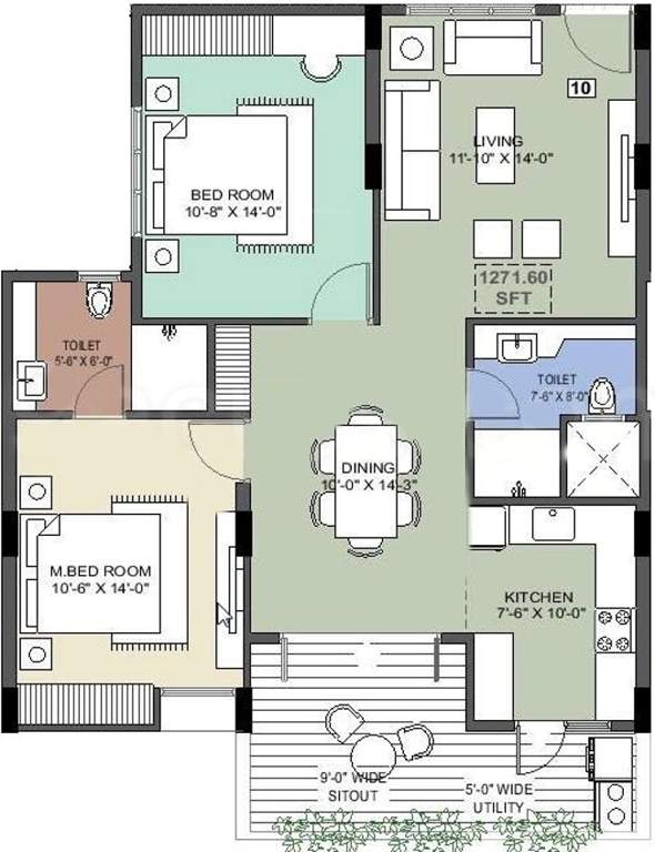 Vision Pride (2BHK+2T (1,271 sq ft) 1271 sq ft)