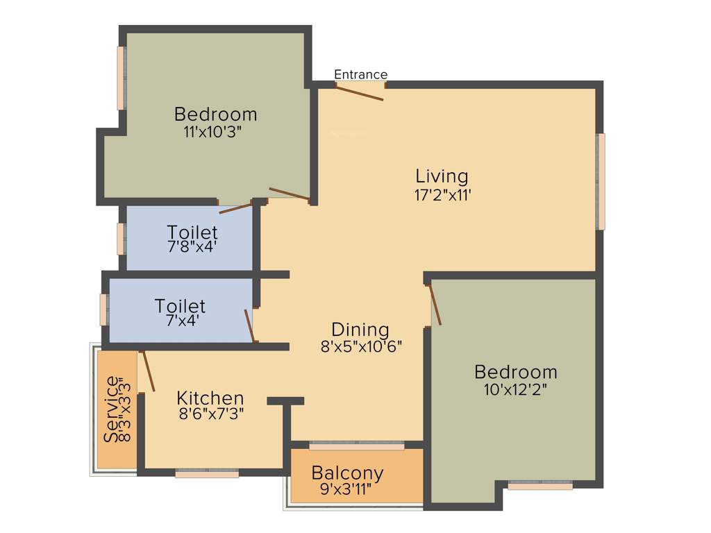 Priya Sun Shine Apartment (2BHK+2T (1,037 sq ft) 1037 sq ft)