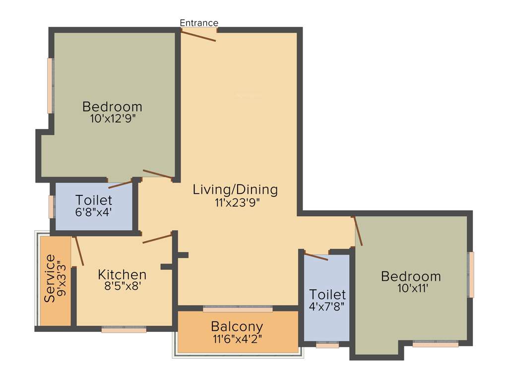 Priya Sun Shine Apartment (2BHK+2T (1,060 sq ft) 1060 sq ft)