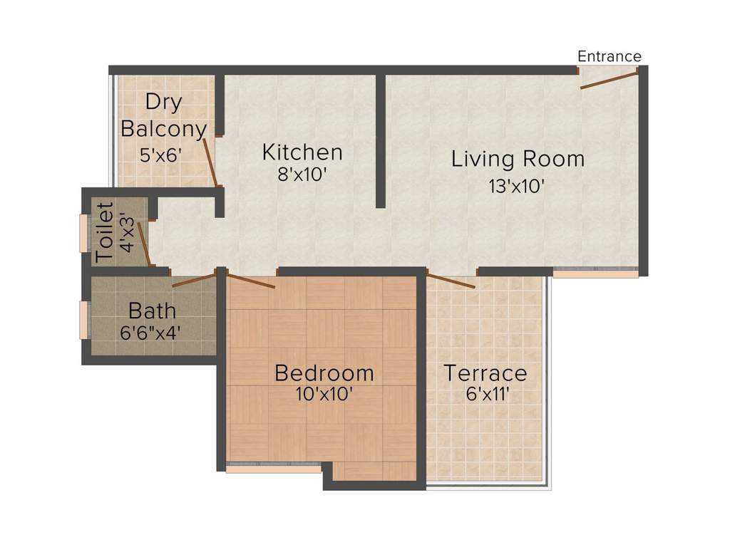 RSG Constructions Durvankur Residency 1BHK+1T (637 sq ft)