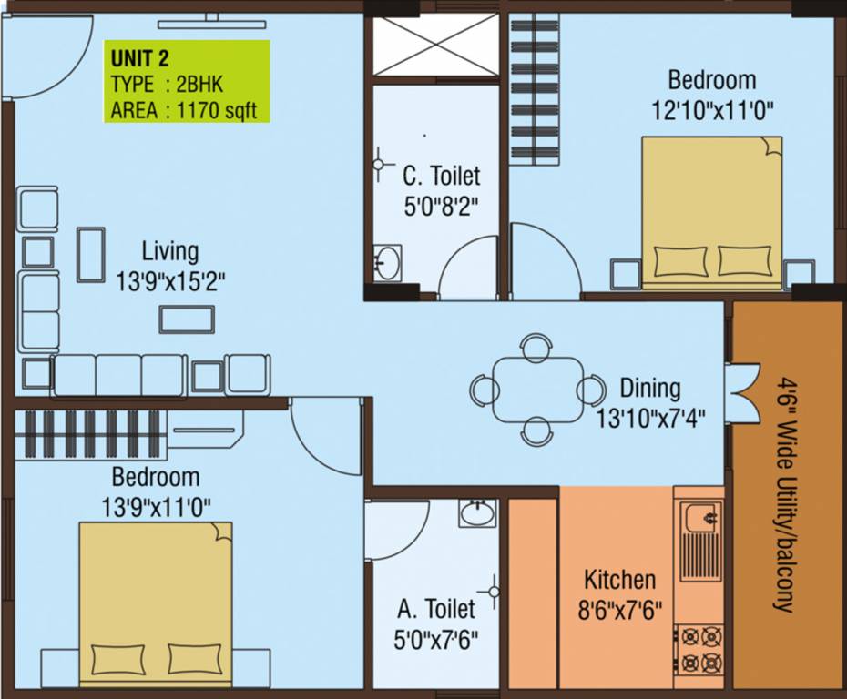 Flourish Techno Gurushree (2BHK+2T (1,170 sq ft) 1170 sq ft)