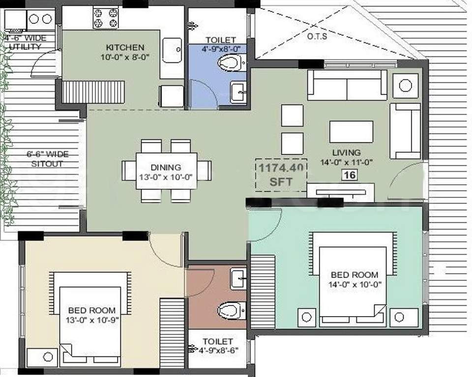 Vision Pride (2BHK+2T (1,174 sq ft) 1174 sq ft)