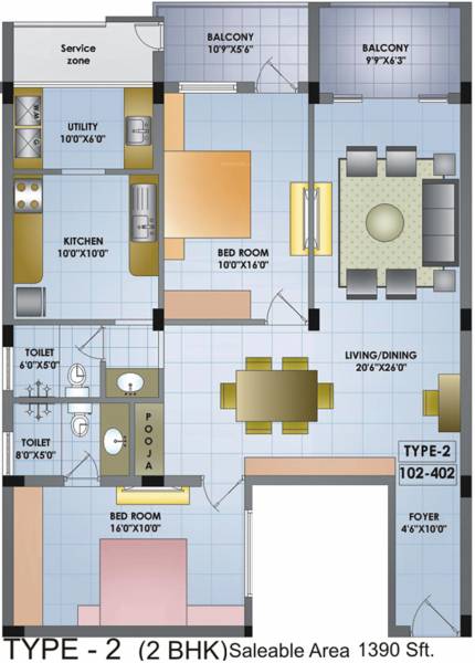 Sri Sri Brindhavan Garden (2BHK+2T (1,390 sq ft) + Pooja Room 1390 sq ft) Sri Sri Brindhavan Garden (2BHK+2T (1,390 sq ft) + Pooja Room 1390 sq ft)