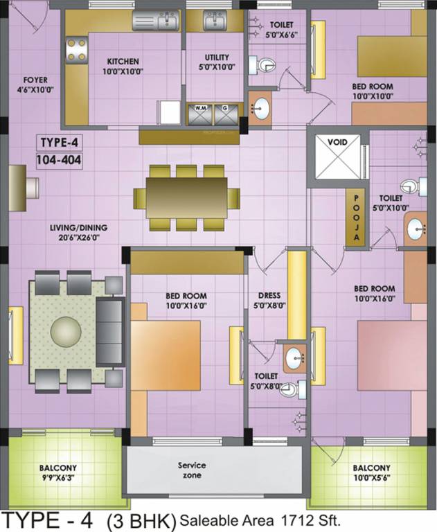 Sri Sri Brindhavan Garden (3BHK+3T (1,712 sq ft) + Pooja Room 1712 sq ft) Sri Sri Brindhavan Garden (3BHK+3T (1,712 sq ft) + Pooja Room 1712 sq ft)