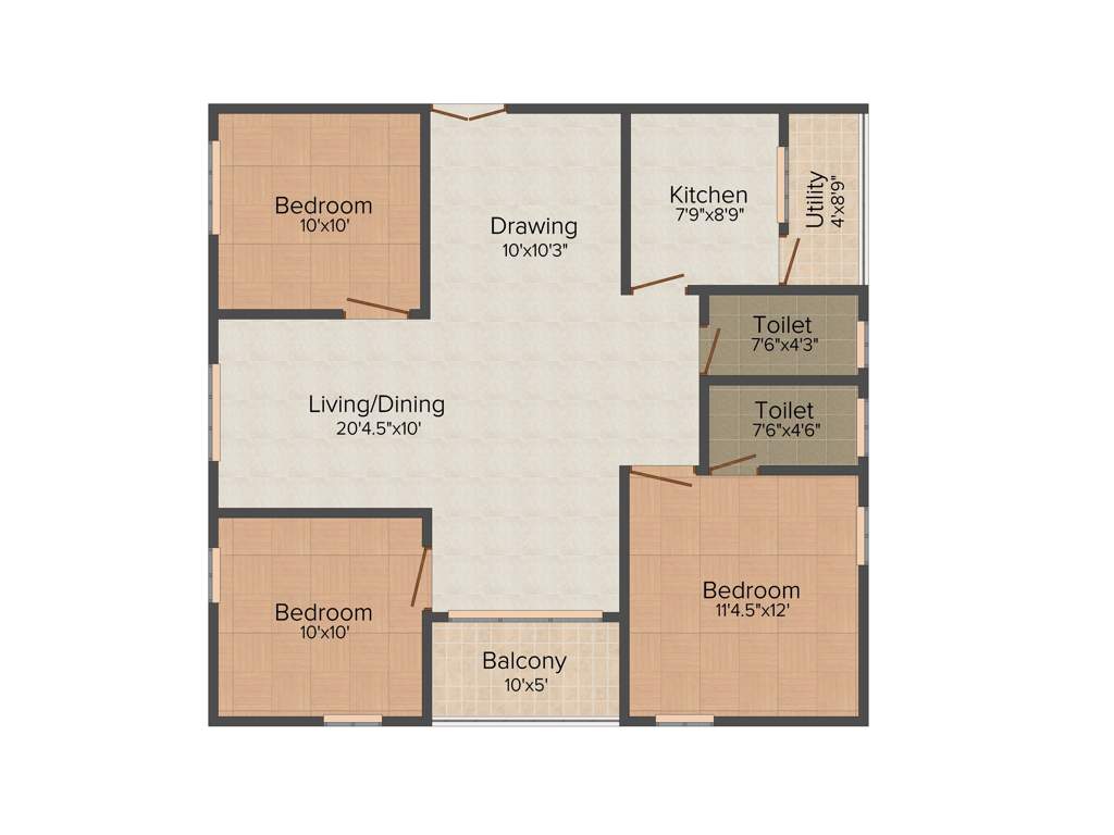 Skypx Gardens (3BHK+2T (1,329 sq ft) 1329 sq ft)