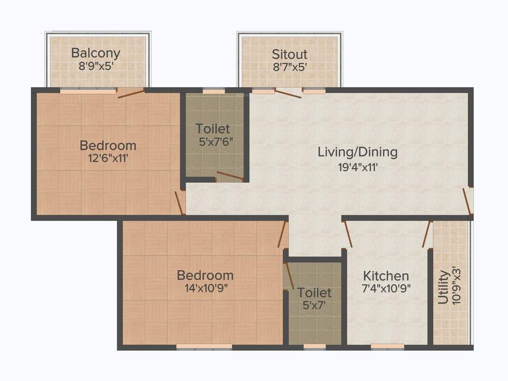 Vandana Spring Woods (2BHK+2T (1,150 sq ft) 1150 sq ft)