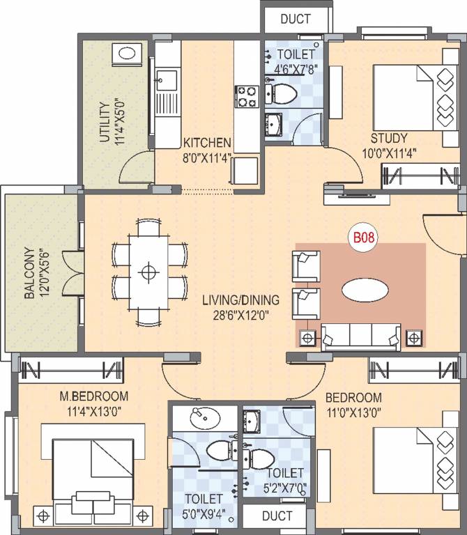 Sahasra Grand (3BHK+3T (1,520 sq ft) 1520 sq ft)