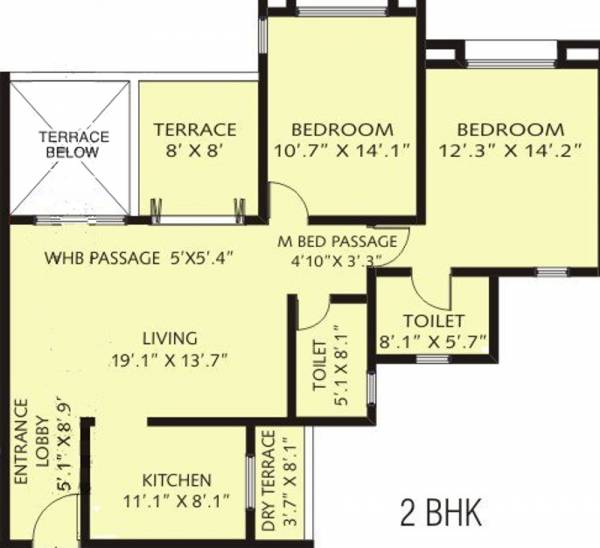 DS Park Royale (2BHK+2T (1,048 sq ft) 1048 sq ft)