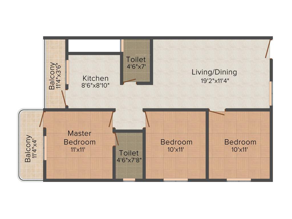 DS DSMAX SANGAM (3BHK+2T (1,262 sq ft) 1262 sq ft)