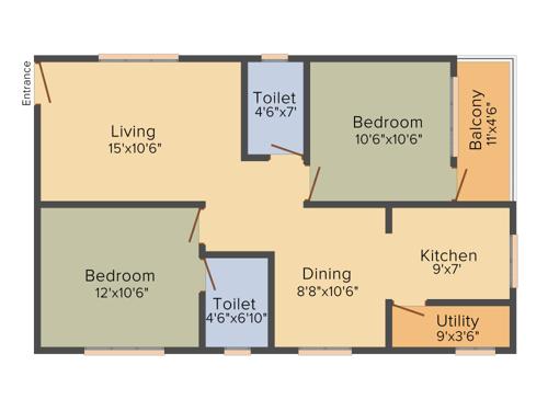 BRR Sai Sankalp (2BHK+2T (1,010 sq ft) 1010 sq ft)