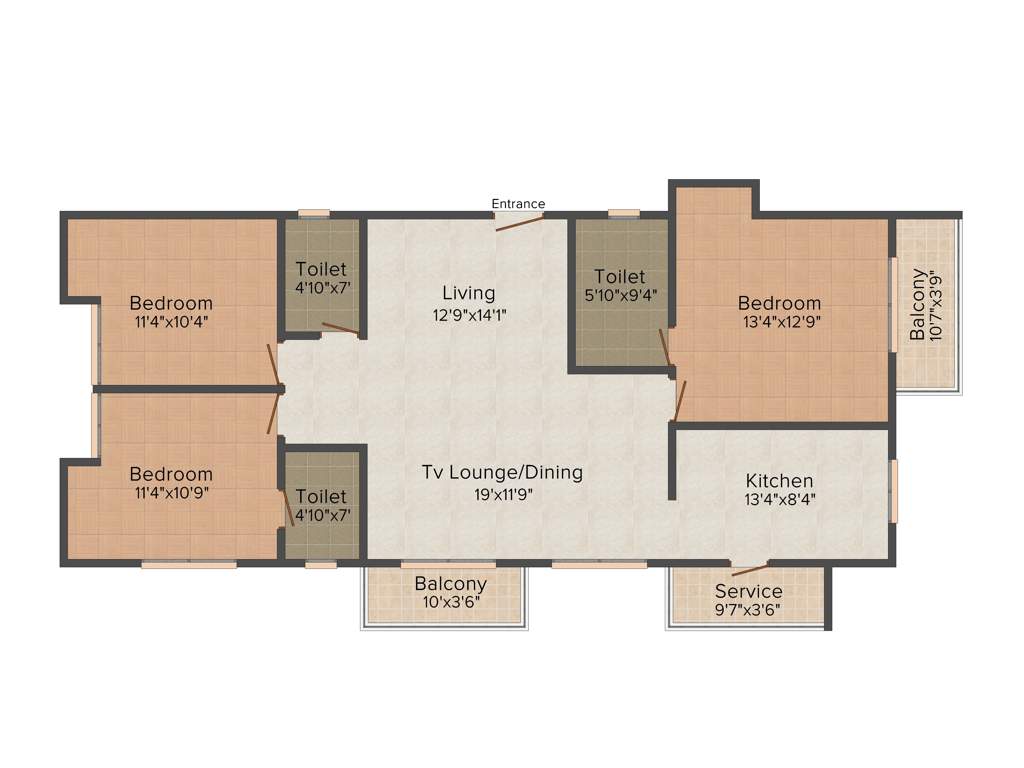 Trisquare Vedha (3BHK+3T (1,530 sq ft) 1530 sq ft)