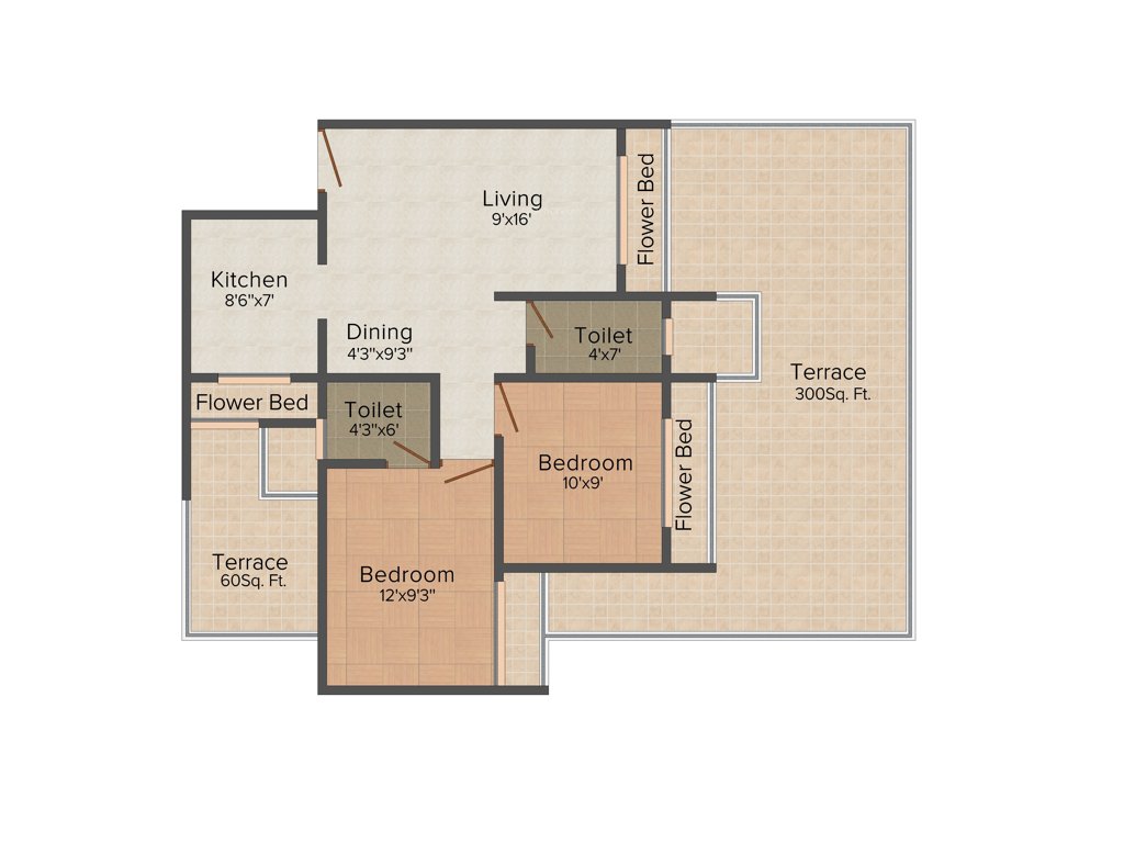 Galaxy Krishna Tower (2BHK+2T (1,285 sq ft) 1285 sq ft)