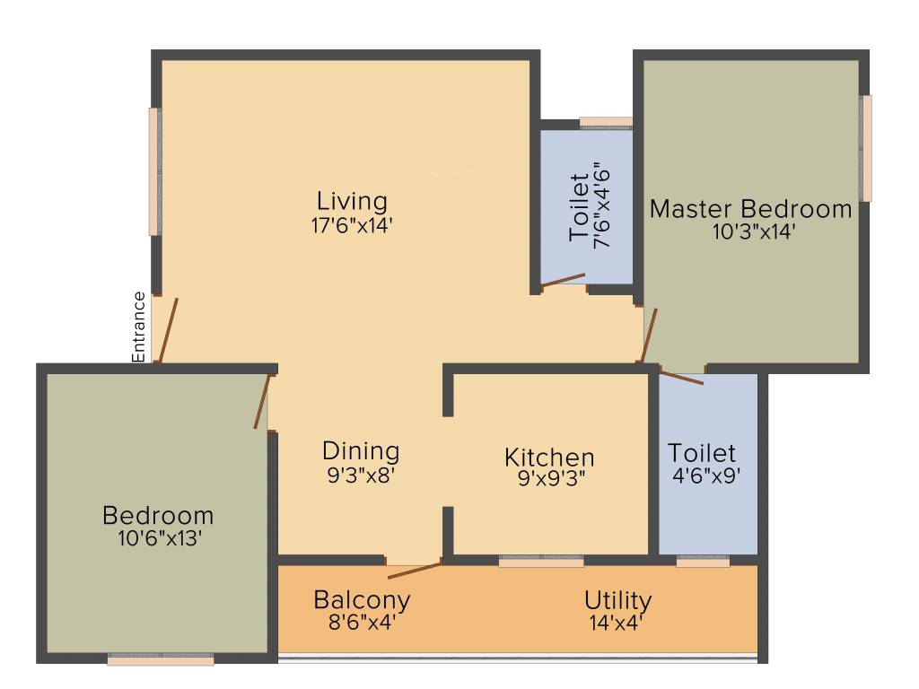 Druva Daffodils (2BHK+2T (1,215 sq ft) 1215 sq ft)