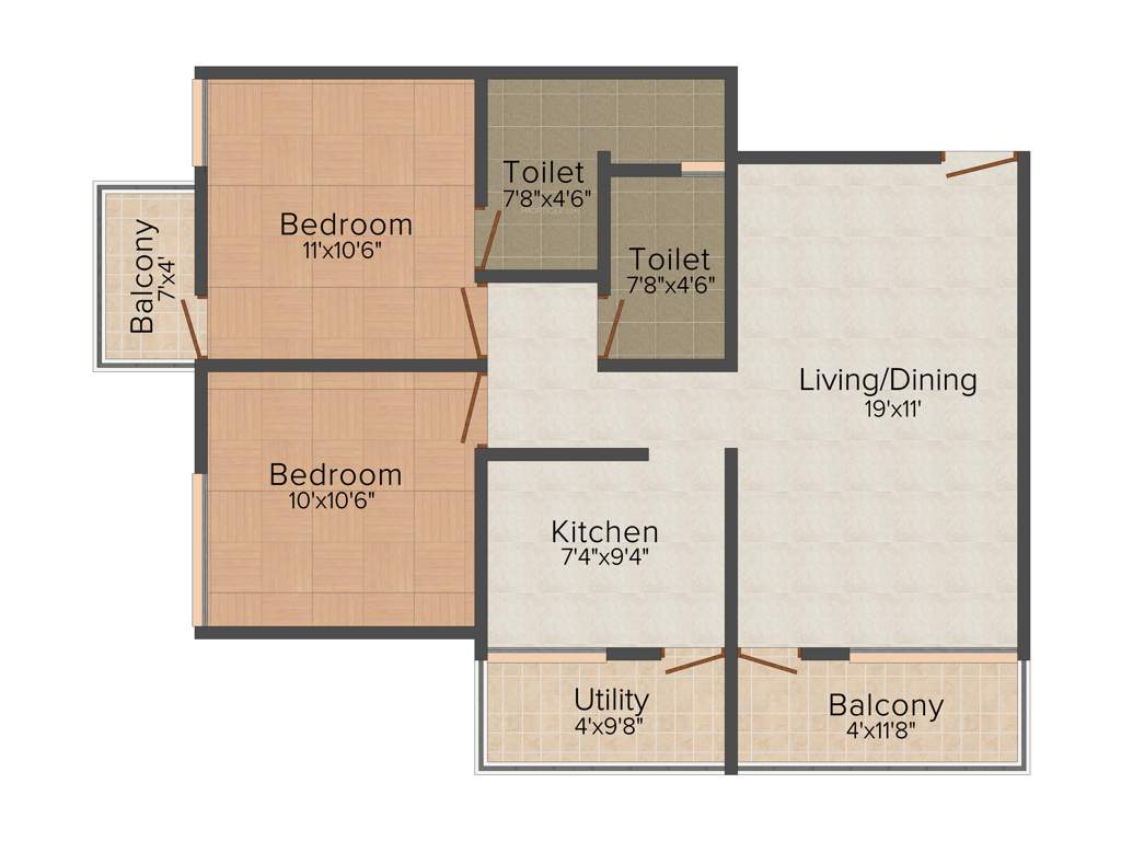 Vineyard Chrysolite (2BHK+2T (1,052 sq ft) 1052 sq ft)