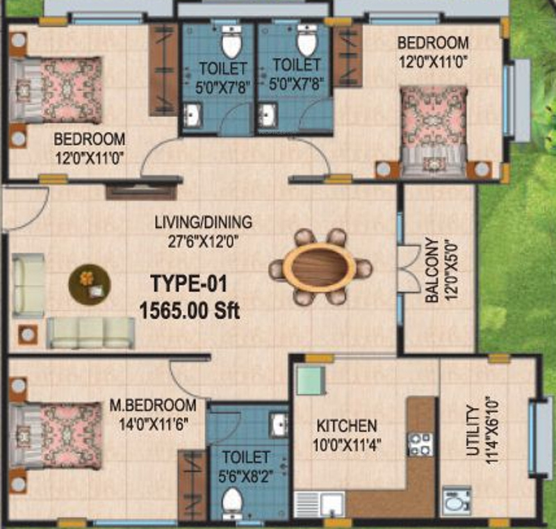 First Lotus Palace (3BHK+3T (1,565 sq ft) 1565 sq ft) First Lotus Palace (3BHK+3T (1,565 sq ft) 1565 sq ft)