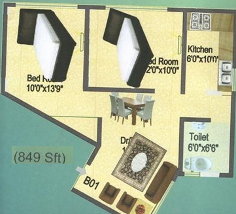 Reputed SLV Apartment (2BHK+2T (849 sq ft) 849 sq ft)