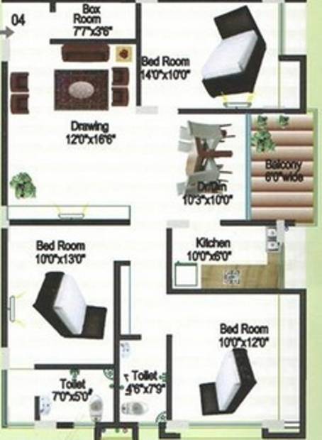Reputed SLV Apartment (3BHK+3T (1,394 sq ft) 1394 sq ft)