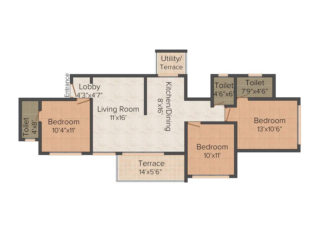 Gravity Austin Park (3BHK+3T (1,376 sq ft) 1376 sq ft)