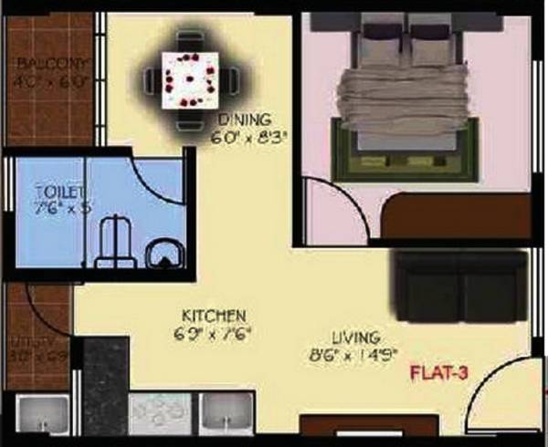 Mahendra AK Brindavan (1BHK+1T (560 sq ft) 560 sq ft)