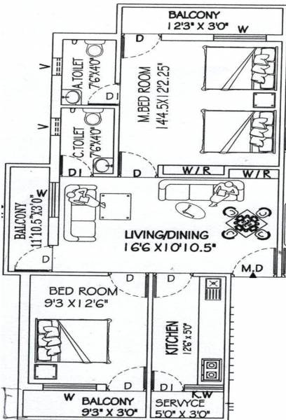 PB Sivam (2BHK+2T (1,050 sq ft) 1050 sq ft)