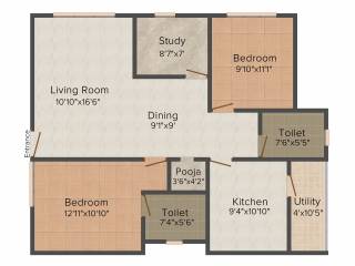 Laavanya DCM Samarpana (2BHK+2T (1,212 sq ft) + Study Room 1212 sq ft)