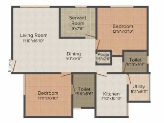 Laavanya DCM Samarpana (2BHK+2T (1,251 sq ft) + Servant Room 1251 sq ft)