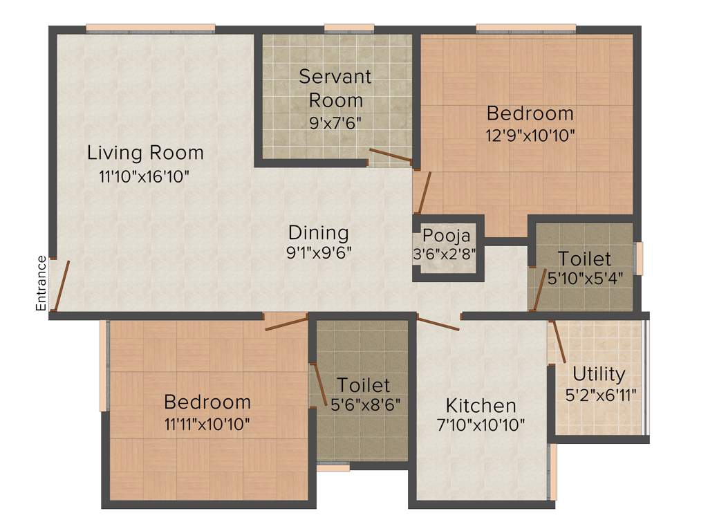 Laavanya DCM Samarpana (2BHK+2T (1,251 sq ft) + Servant Room 1251 sq ft)