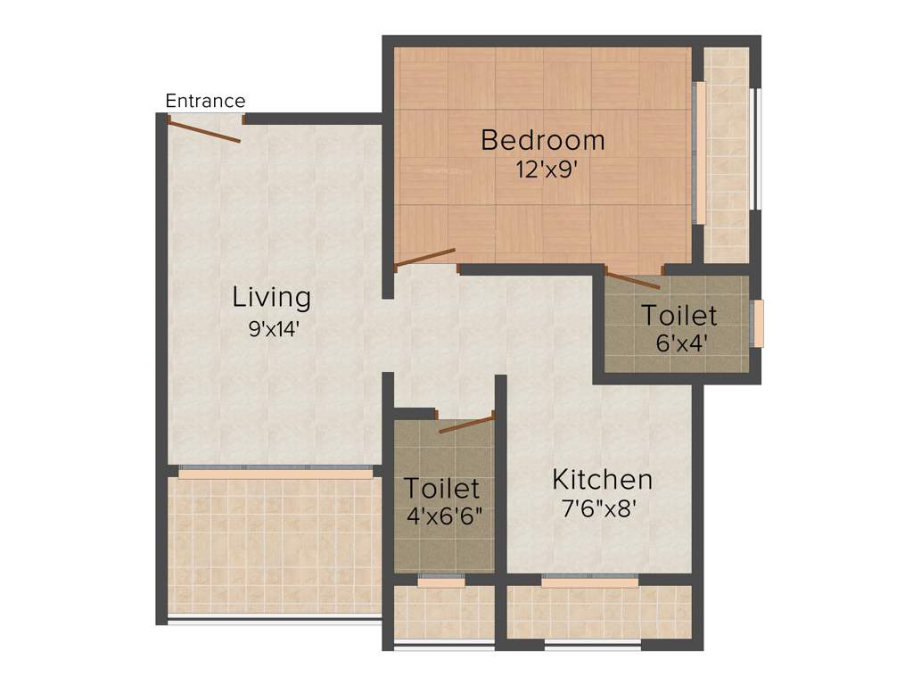 JH Regency Paradise (1BHK+2T (700 sq ft) 700 sq ft)