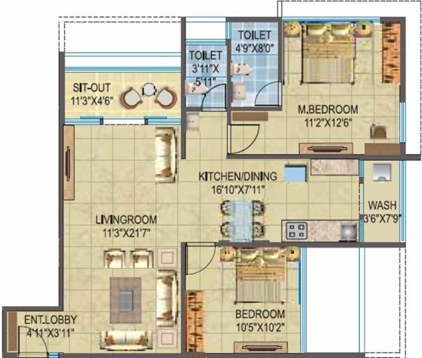Karda Hari Nakshatra (2BHK+2T (1,074 sq ft) 1074 sq ft)
