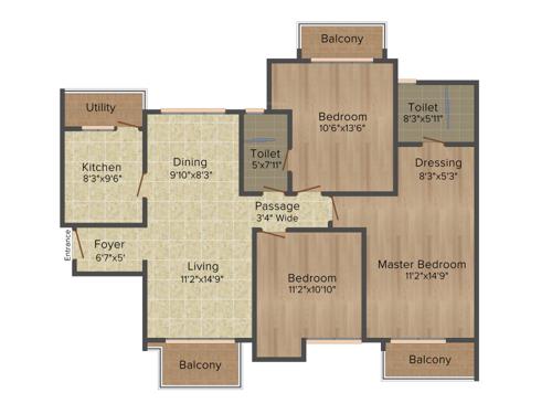 ATS Le Grandiose (3BHK+2T (1,625 sq ft) 1625 sq ft)
