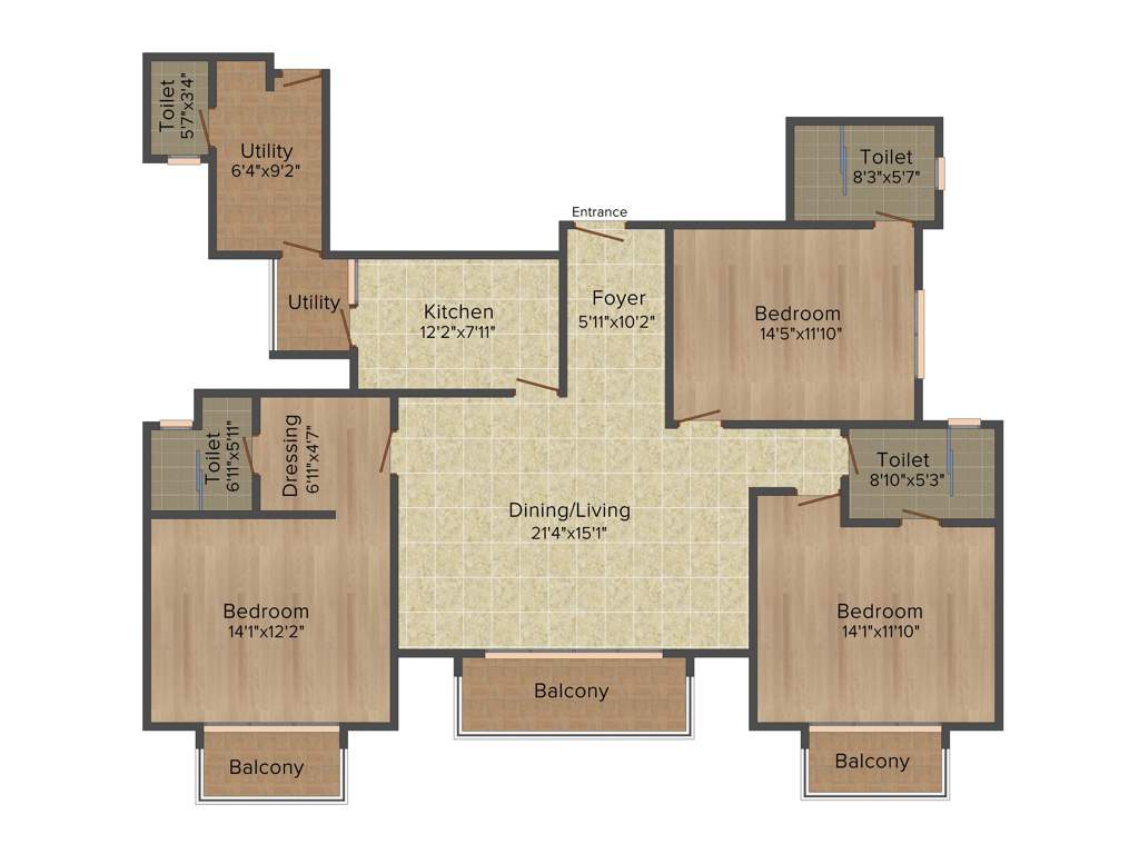 ATS Le Grandiose (3BHK+3T (2,000 sq ft)   Servant Room 2000 sq ft)