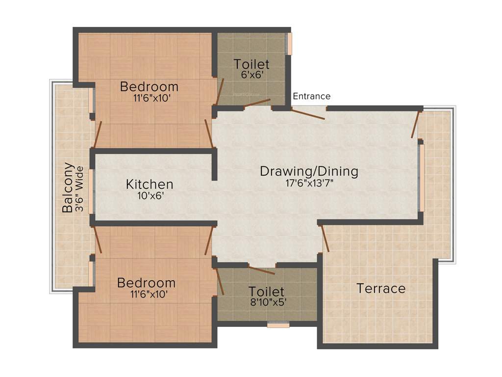Vision Amari Greens (2BHK+2T (1,175 sq ft) 1175 sq ft)