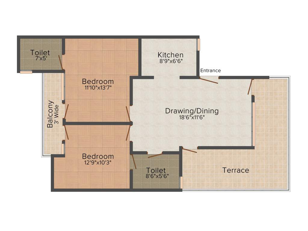 Vision Amari Greens (2BHK+2T (1,150 sq ft) 1150 sq ft)