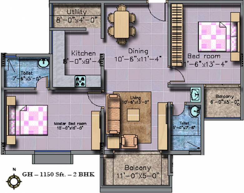 Vestaa Thirumala Blossom Apartments (2BHK+2T (1,150 sq ft) 1150 sq ft)
