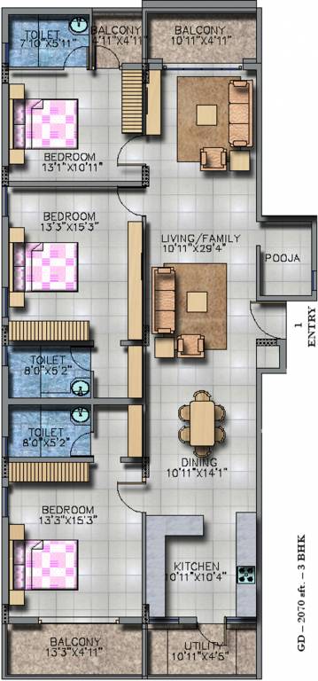 Vestaa Thirumala Blossom Apartments (3BHK+3T (2,070 sq ft) 2070 sq ft) Vestaa Thirumala Blossom Apartments (3BHK+3T (2,070 sq ft) 2070 sq ft)