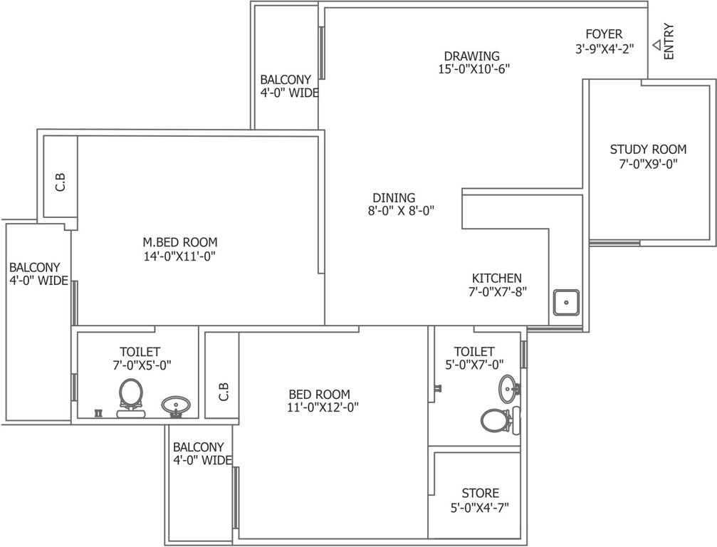 Gaursons 4th Avenue (2BHK+2T (1,175 sq ft) Study Room 1175 sq ft)