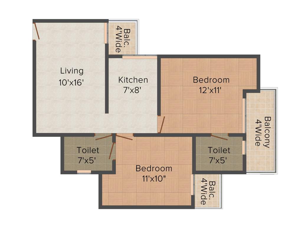 Gaursons 5th Avenue (2BHK+2T (910 sq ft) 910 sq ft)