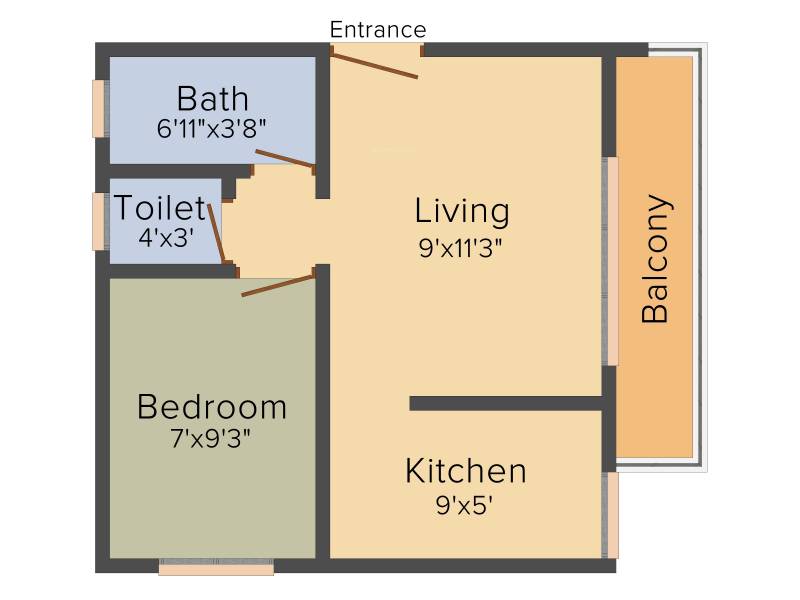 Lok Housing (1BHK+1T (405 sq ft) 405 sq ft)