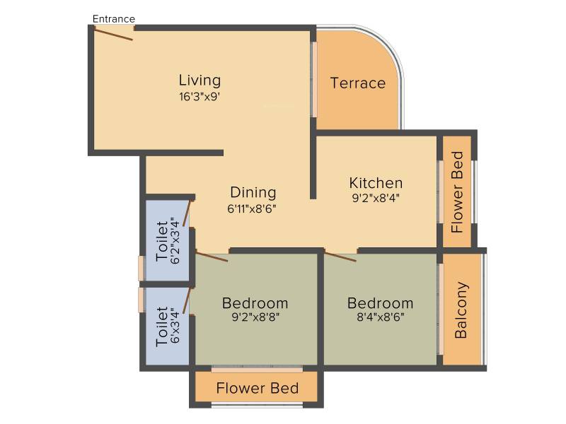 Lok Housing (2BHK+2T (825 sq ft) 825 sq ft)