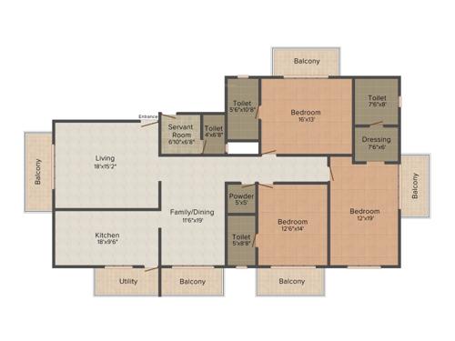 Redifice Bird Of Paradise (3BHK+3T (2,859 sq ft)   Servant Room 2859 sq ft)