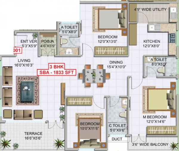 Ensure Onyx (3BHK+3T (1,833 sq ft) Pooja Room 1833 sq ft) Ensure Onyx (3BHK+3T (1,833 sq ft) Pooja Room 1833 sq ft)