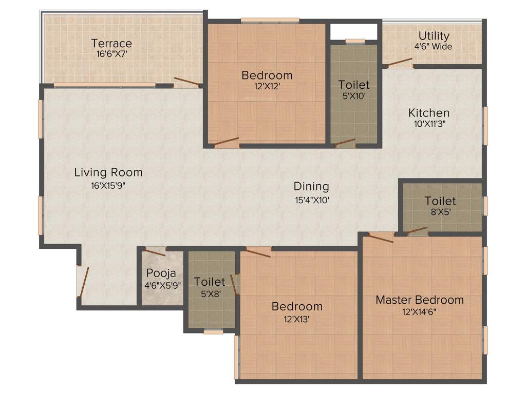 Ensure Onyx (3BHK+3T (1,827 sq ft) Pooja Room 1827 sq ft)