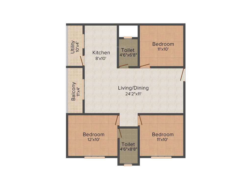 DS DSMAX SANDALWOOD (3BHK+2T (1,317 sq ft) 1317 sq ft)