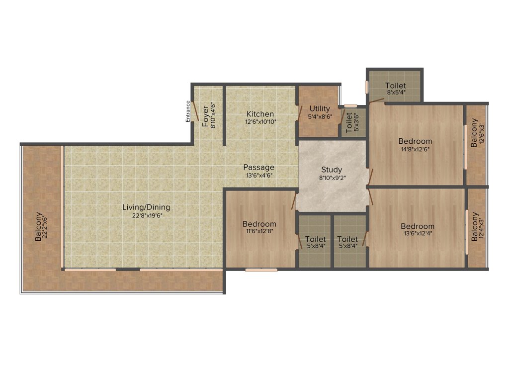 Redifice Urban Oasis (3BHK+3T (2,400 sq ft) 2400 sq ft)